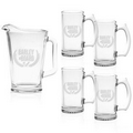 Glass Pitcher & Mug Set - Deep Etched